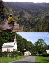 Nahoře: Sokolí skály, dole: osada Nýznerov. [Zväčšiť - nové okno]